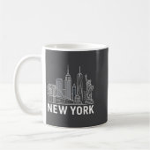 New York Skyline With Statue Of Liberty White Line Koffiemok (Links)
