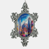 New York Snowflake Pewter Kerstversiering Tin Sneeuwvlok Ornament (Links)