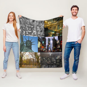 New York Souvenir Blanket NYC Sightsee Blanket Fleece Deken