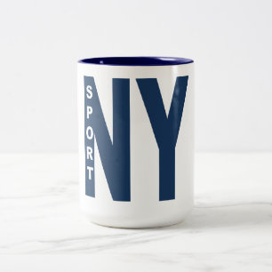 NeW YORK SPORT, 444ml witte/mariene verpakking Tweekleurige Koffiemok