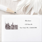 New York stad aquarel Manhattan silhouet  Etiket (Insitu)