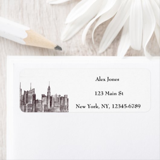 New York stad aquarel Manhattan silhouet Etiket (Insitu)