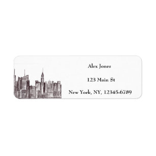 New York stad aquarel Manhattan silhouet  Etiket