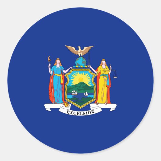 New York State Flag Design Ronde Sticker (Voorkant)
