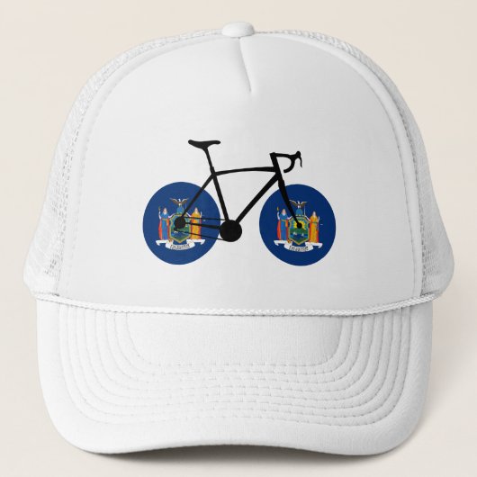 New York State Flag Fietsen Trucker Pet (Voorkant)