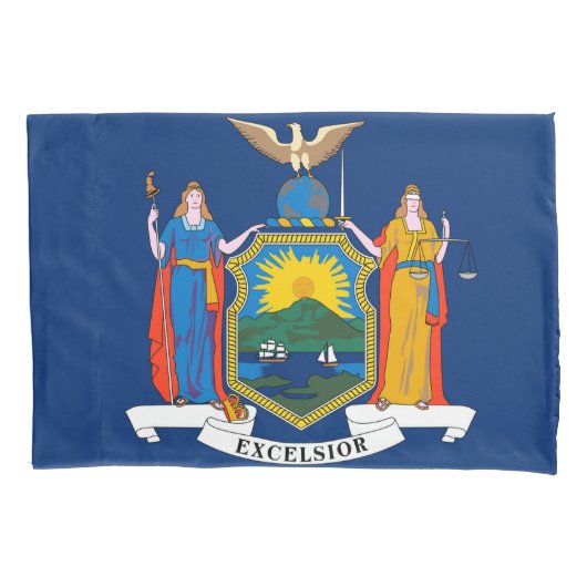 New York State Flag Print Patriottisch Kussensloop (Voorkant)
