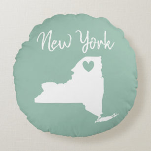New York State map love home Sierkussen Rond Kussen