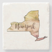 New York State Map Marble Stone Onderzetter (Voorkant)
