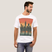 New York State of Mind – Retro Skyline Art Print T-shirt (Voorkant volledig)