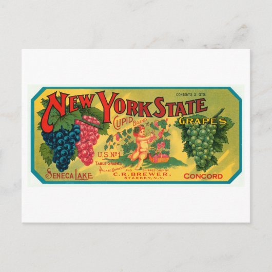 New York State Seneca Lake Grapes Crate La Briefkaart (Voorkant)
