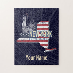 New York State United States Retro Map  USA Legpuzzel