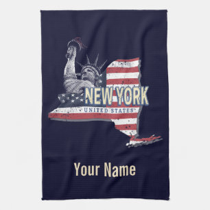 New York State United States Retro Map USA Theedoek