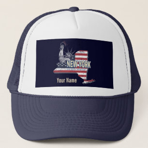 New York State United States Retro Map  USA Trucker Pet