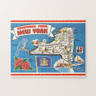 New york State Vintage Kaart 11x14 Legpuzzel