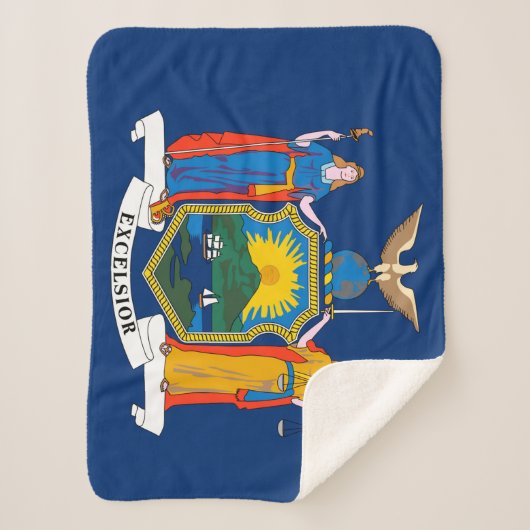 New York State Vlag Print Patriottisch Sherpa Deken (Voorkant)
