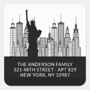 New York Statue of Liberty Adres Label Sticker