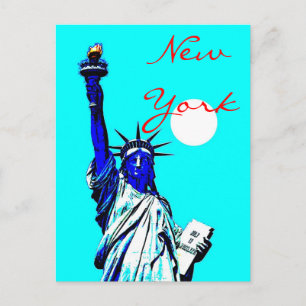 New York Status of Liberty Blue Pop Art Briefkaart
