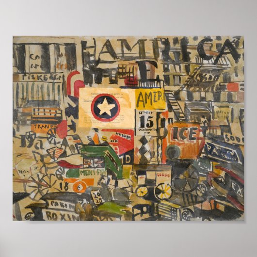 New York Street Scene | Joaquín Torres-García Poster (Voorkant)