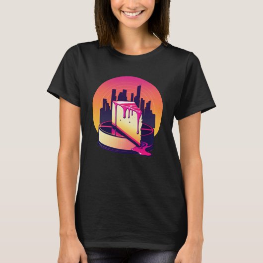 New York Style Cheesecake Synthwave 80s Retrowave T-shirt (Voorkant)
