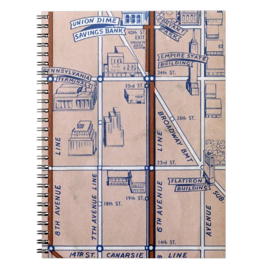 NEW YORK SUBWAY MAP, 1940 2 NOTITIEBOEK (Voorkant)