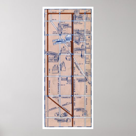 NEW YORK SUBWAY MAP, 1940 2 POSTER (Voorkant)