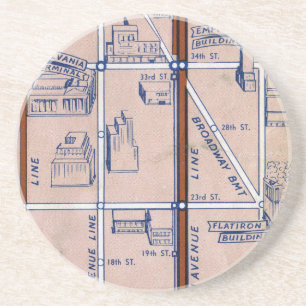 NEW YORK SUBWAY MAP, 1940 2 ZANDSTEEN ONDERZETTER