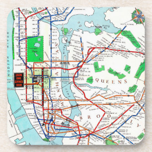 New York: Subway Map, 1940 Bier Onderzetter