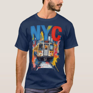 New York Subway NYC Subway regen aquarel stijl T-shirt