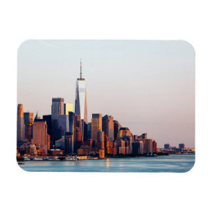 New York Sunset Skyline Uitzicht of World Trade Ce Magneet