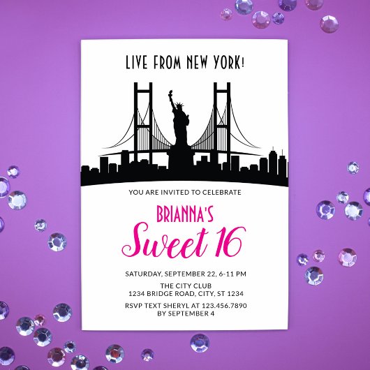 New York Sweet Zestien Uitnodiging