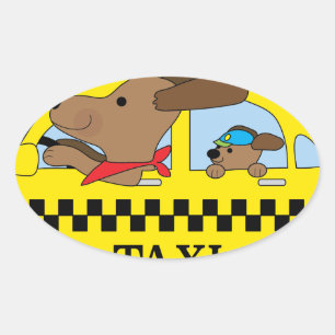 New York Taxi Dog Ovale Sticker