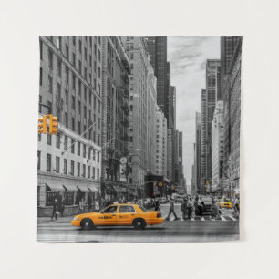 New York Taxi Urban City Kleur Pop Fotografie Wandkleed