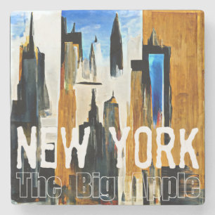 New York The Big Apple Abstract Painting T-Shirt Stenen Onderzetter
