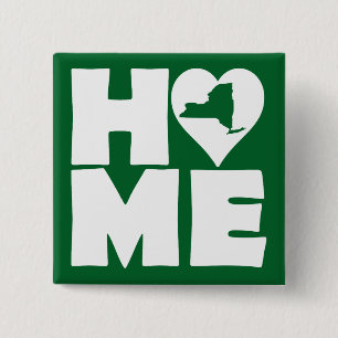 New York Thuis Hart Staat Knop Speld Vierkante Button 5,1 Cm