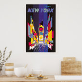New York Times Square 's nachts abstract Poster (Keuken)