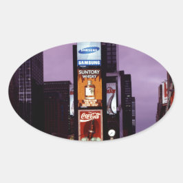 New York Times Square verkeer 's nachts Ovale Sticker