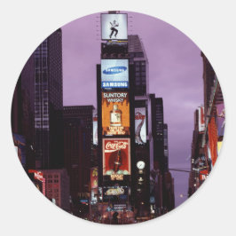 New York Times Square verkeer 's nachts Ronde Sticker