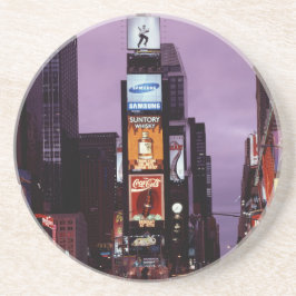 New York Times Square verkeer 's nachts Zandsteen Onderzetter