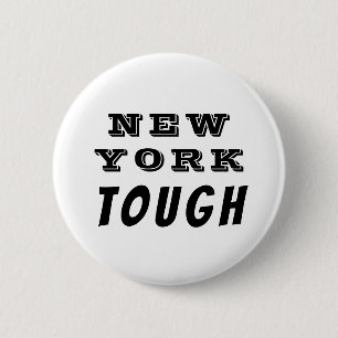 New York Tough Black en White Ronde Button 5,7 Cm