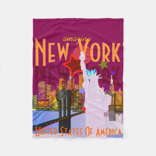  New York Travel Fleece Deken (Voorkant)
