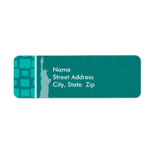 New York; Turquoise Pleinen; Retro Etiket