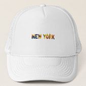 New York Typography Art Print Trucker Pet (Voorkant)