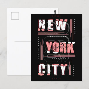 New York Typography Grid: Boroughs & City Style Briefkaart
