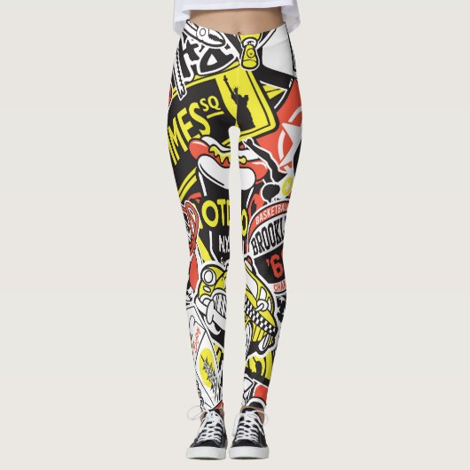 New York Urban: sticker patchwork. Leggings (Voorkant)