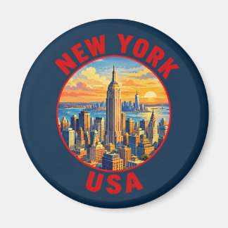 New York USA Vintage Reis Snelweg Sticker Magneet