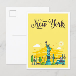 New York Verenigde Staten Art Travel Illustration Briefkaart