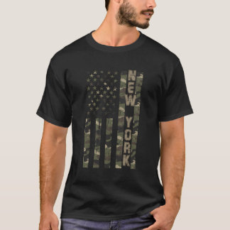 New York Verenigde Staten Noodlijdende Camo W Amer T-shirt
