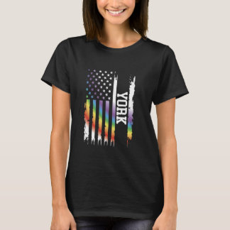 New York Verenigde Staten Verontruste Regenboog Am T-shirt