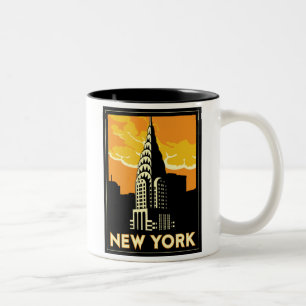 new york verenigde staten vs  retro - reizen tweekleurige koffiemok