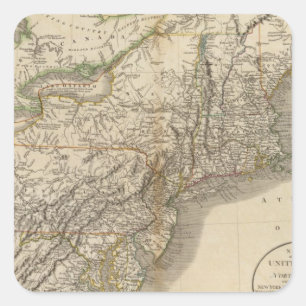 New York, Vermont, New Hampshire, enz. Vierkante Sticker